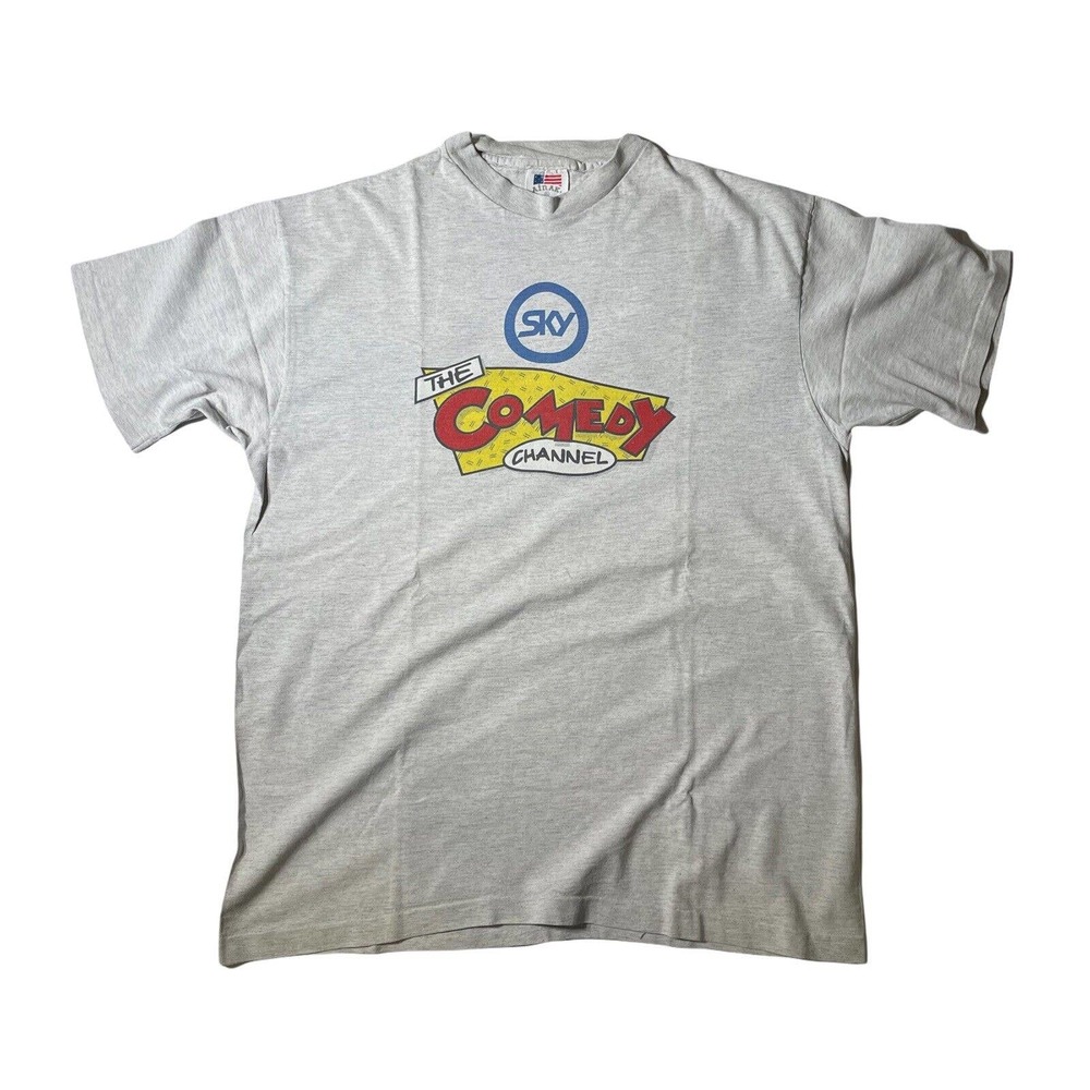 Vintage Sky‎ Comedy Channel T-shirt X Large XL Gray 90s